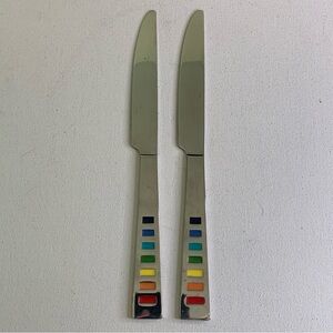 2 Fiestaware Fiesta Celebration Silverware Rainbow Flatware Knives Knife 9.25"